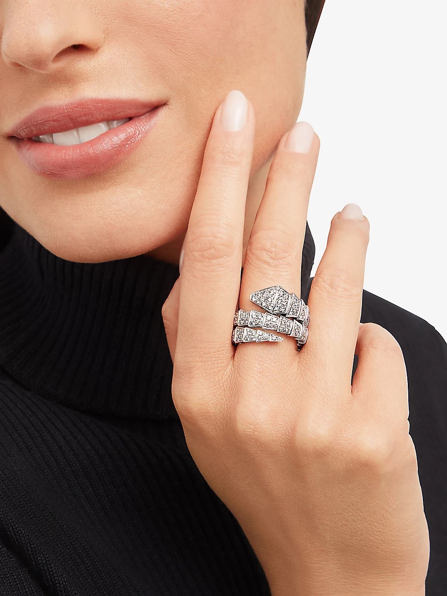 Serpenti 18kt white-gold and diamond ring - 2