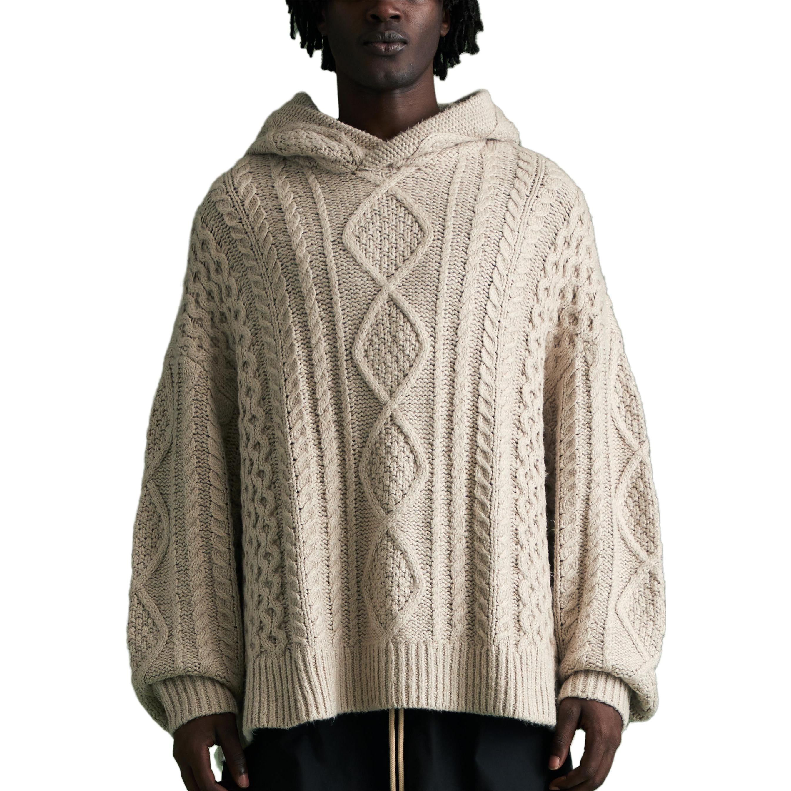 Fear of God Essentials FW23 Cable Knit Hoodie 'Silver Cloud' 192BT234392F - 4
