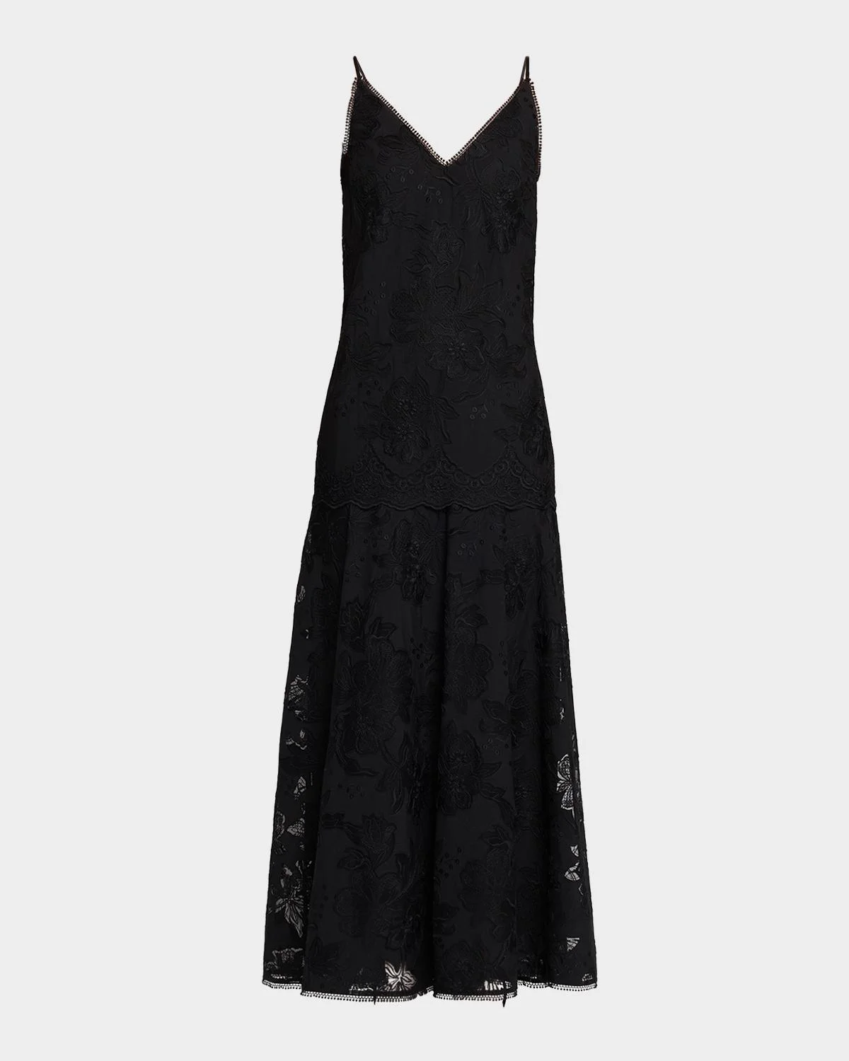 Robbie Embroidered Lace-Trim Maxi Dress - 1