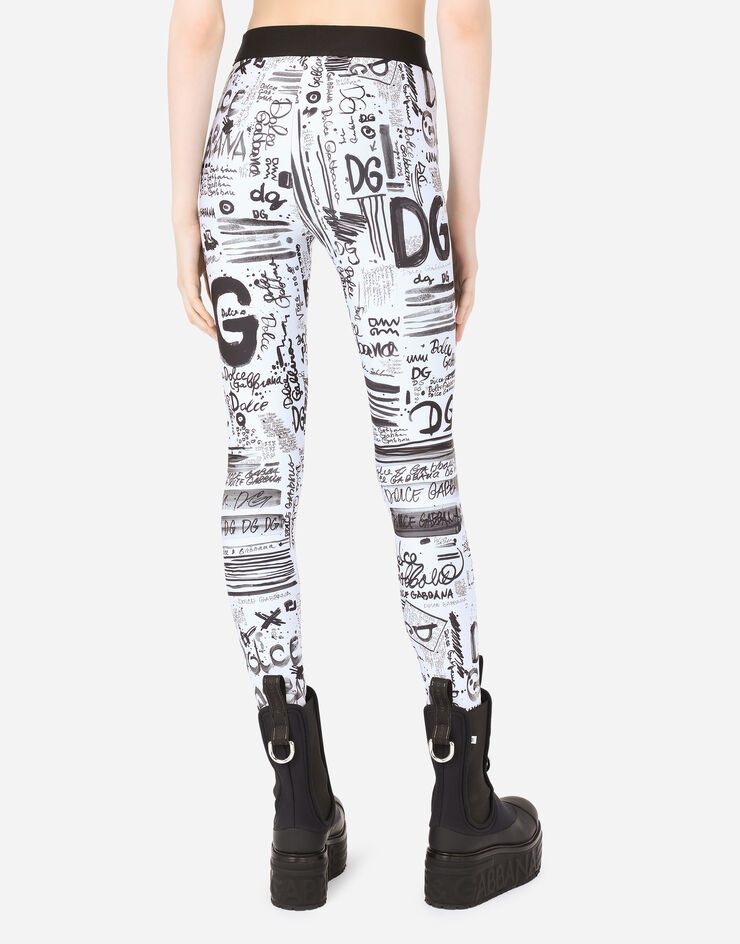 Spandex jersey leggings with DG graffiti print - 5