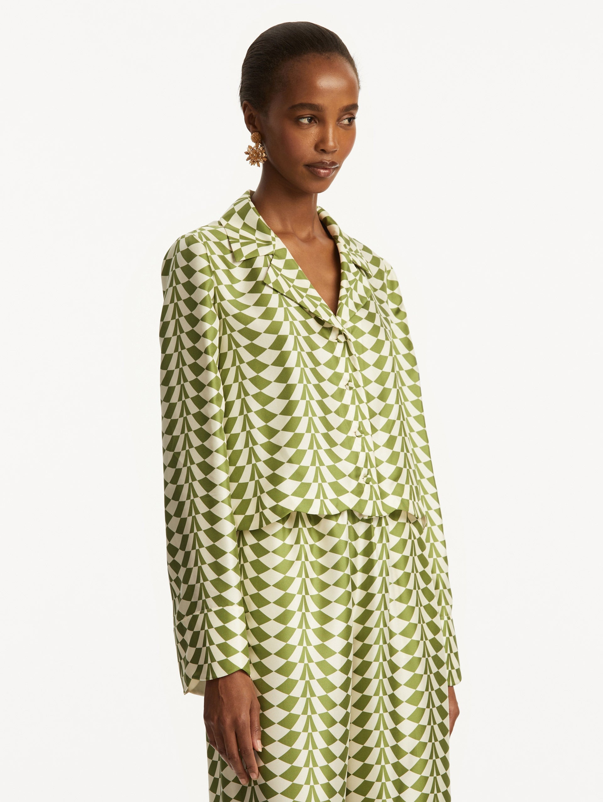 GEO SILK TWILL BLOUSE - 5
