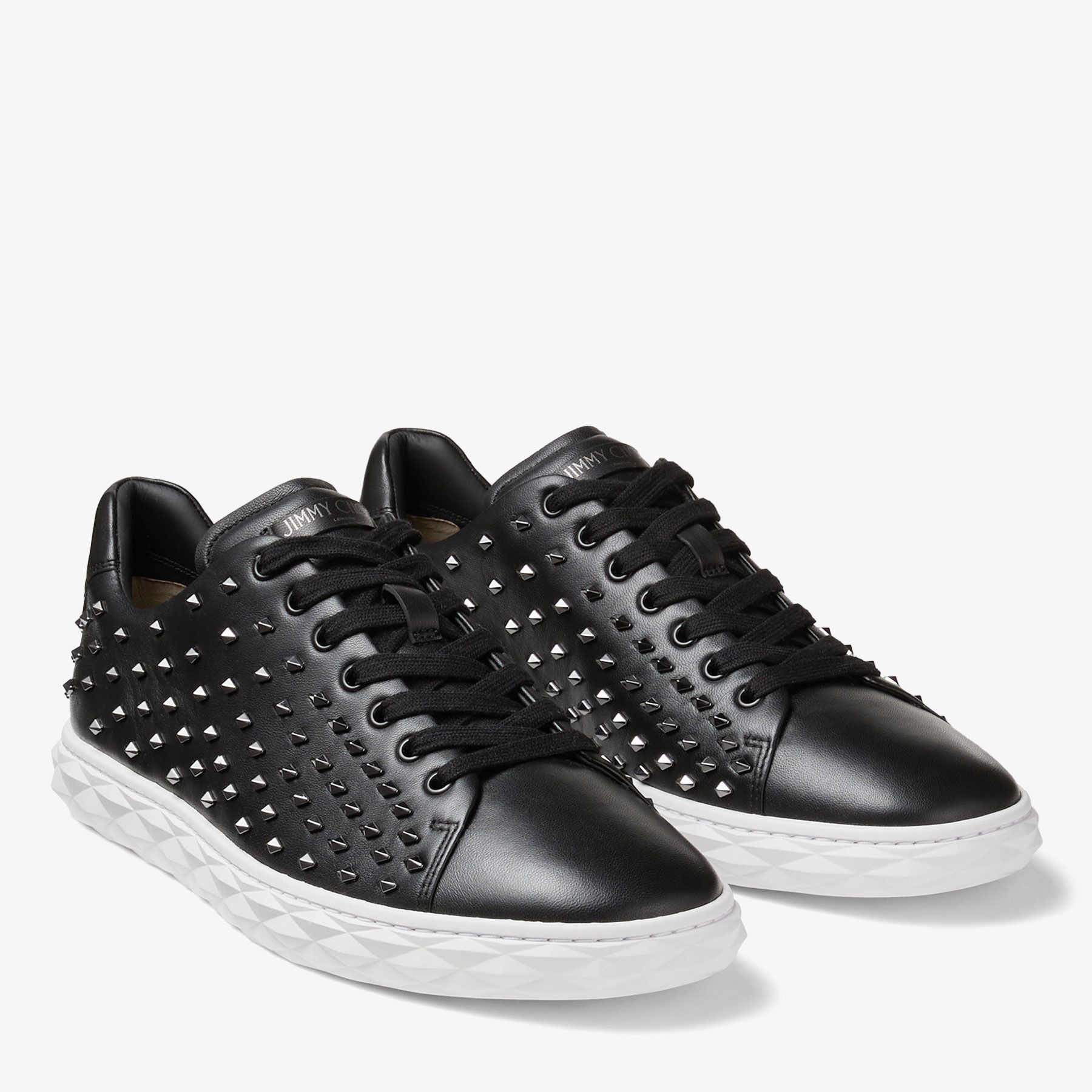 Diamond Light/M
Black Nappa Low-Top Trainers with Studs - 2