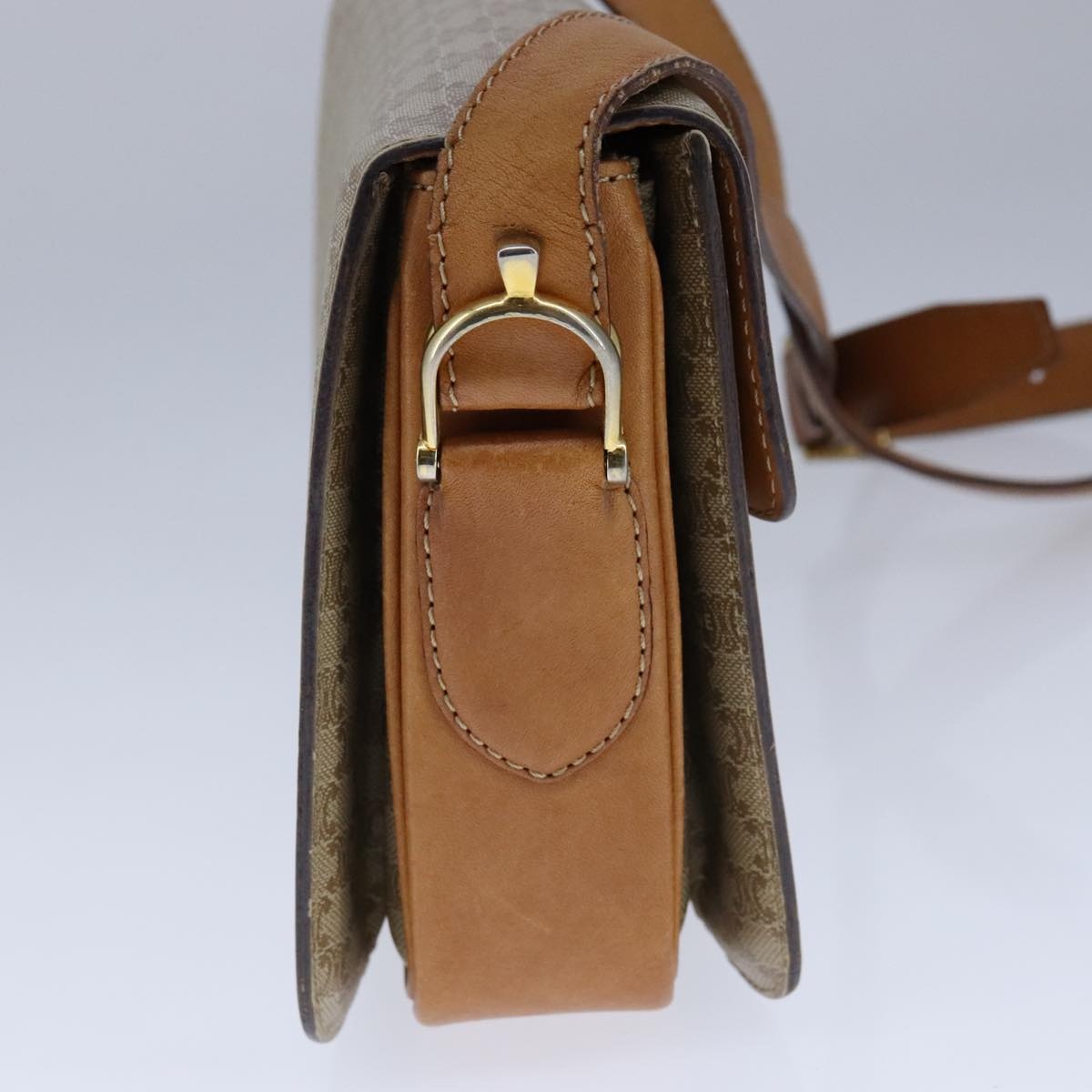 CELINE Macadam Canvas Shoulder Bag Pvc Beige Gold - 3