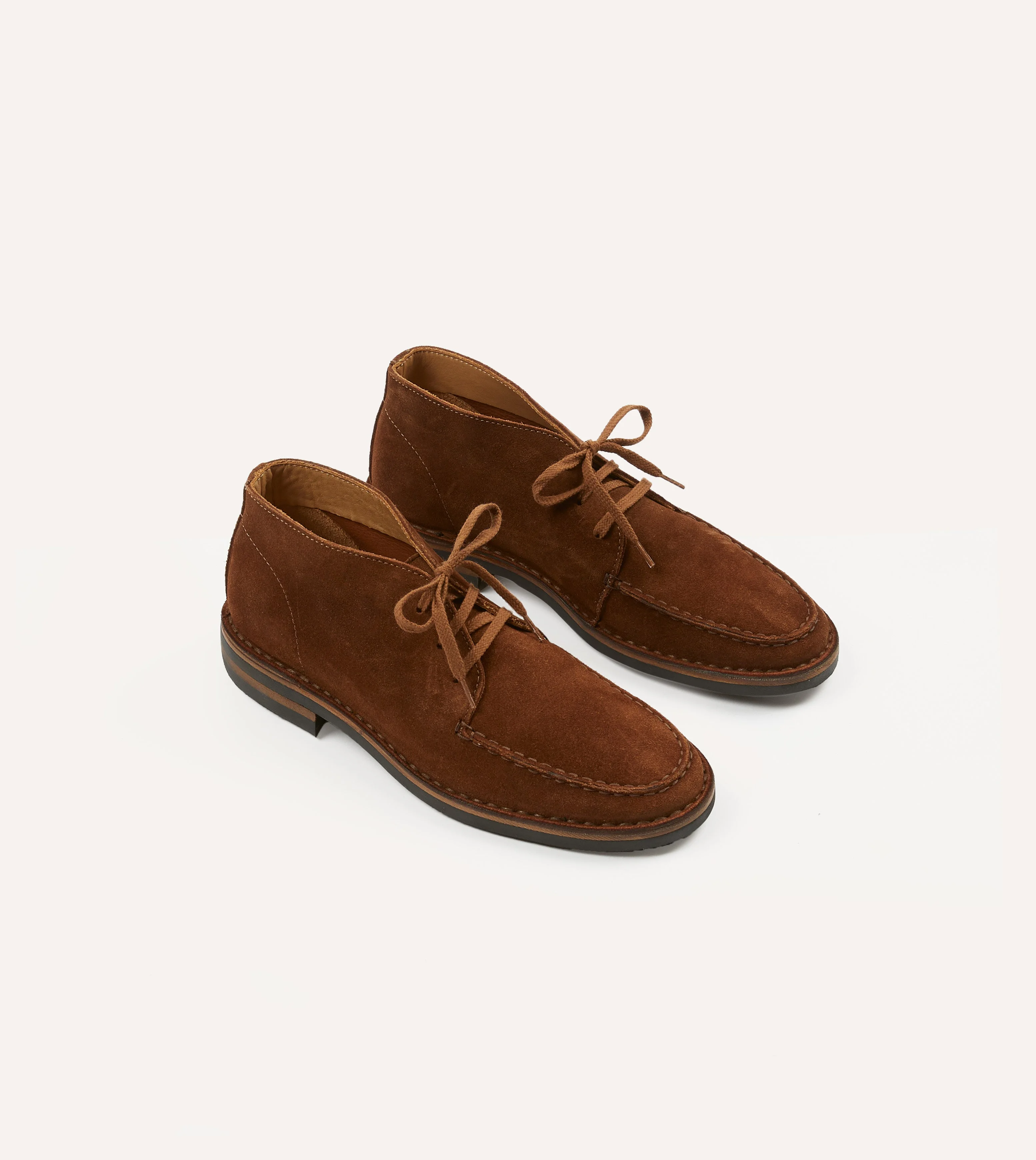 Crosby Moc-Toe Chukka Boot Light Brown Roughout Suede with Rubber Sole - 1