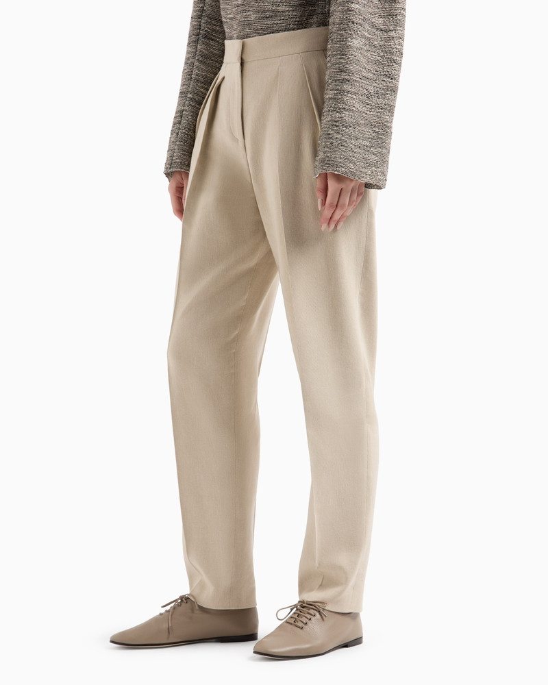 GIORGIO ARMANI DOUBLE-PLEAT TROUSERS IN CANNETÉ COTTON AND VISCOSE outlook