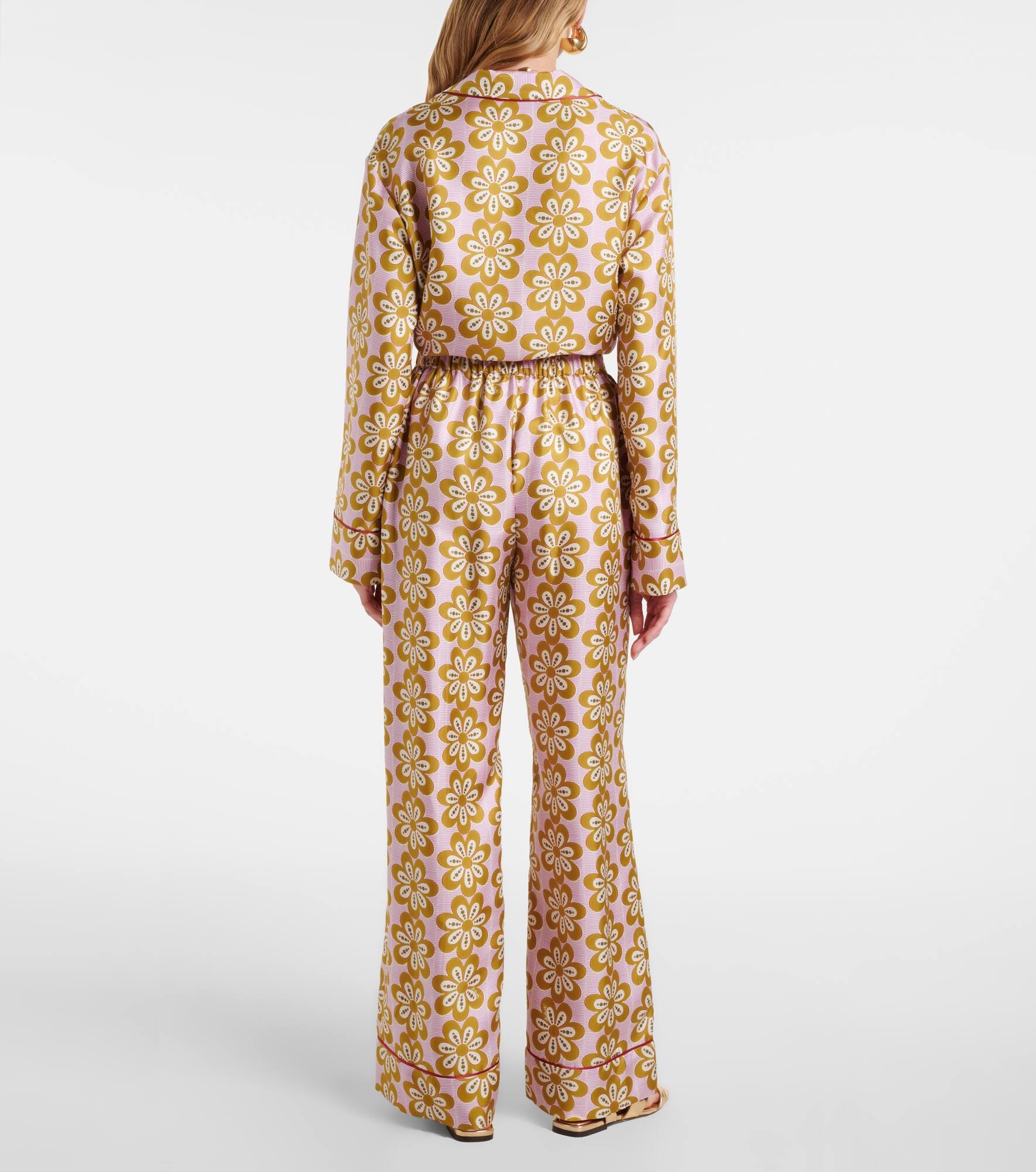 Floral silk twill pijama pants - 3