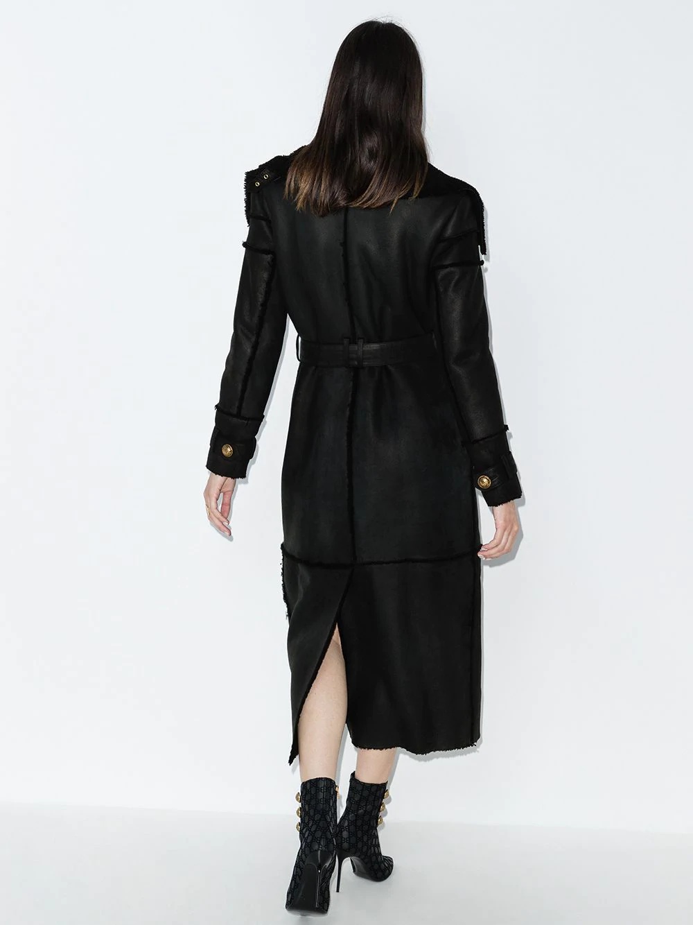 exaggerated collar shearling coat - 3