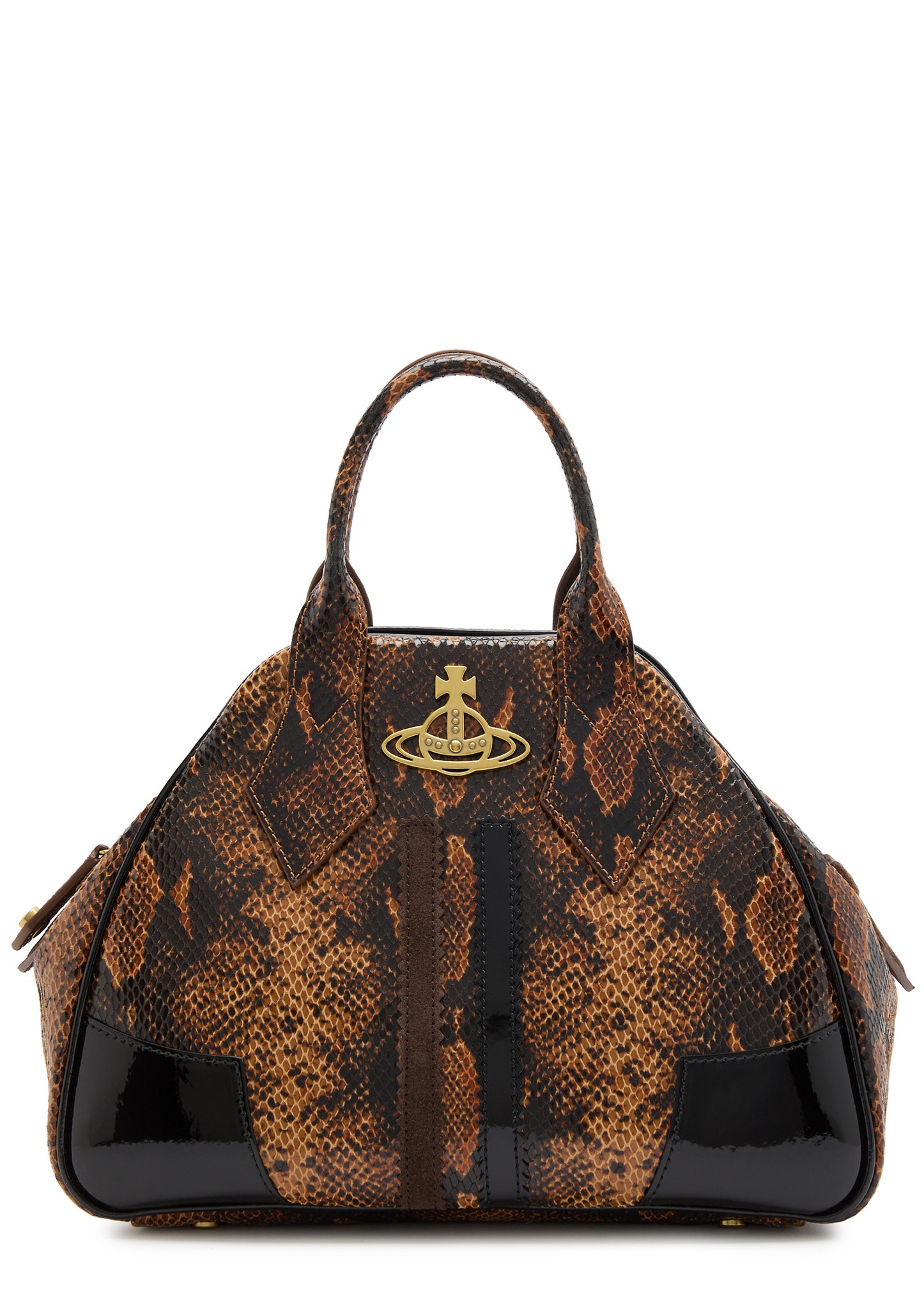 Yasmine medium python-effect leather top handle bag - 1