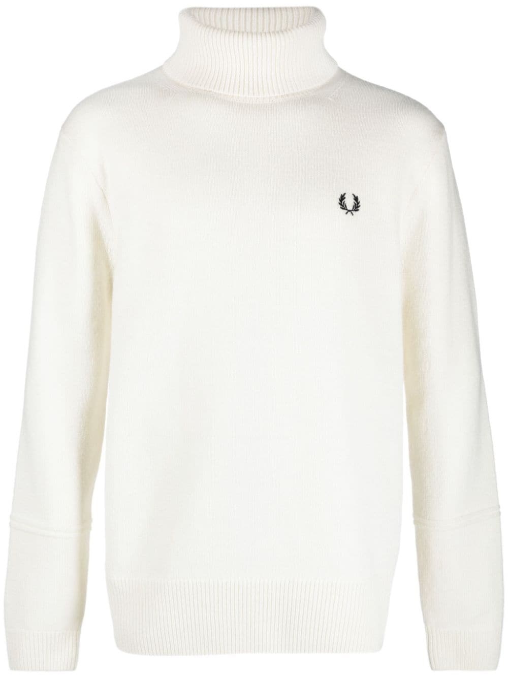logo-embroidered roll-neck wool jumper - 1