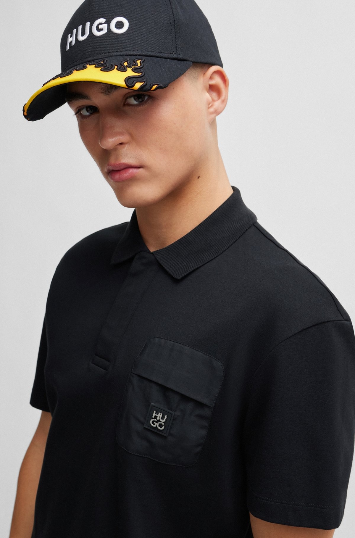 INTERLOCK-COTTON POLO SHIRT WITH STACKED-LOGO TRIM - 3