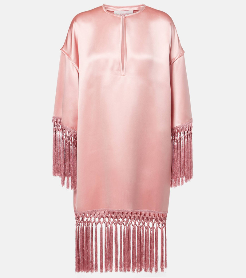 Fringed silk duchess satin minidress 1