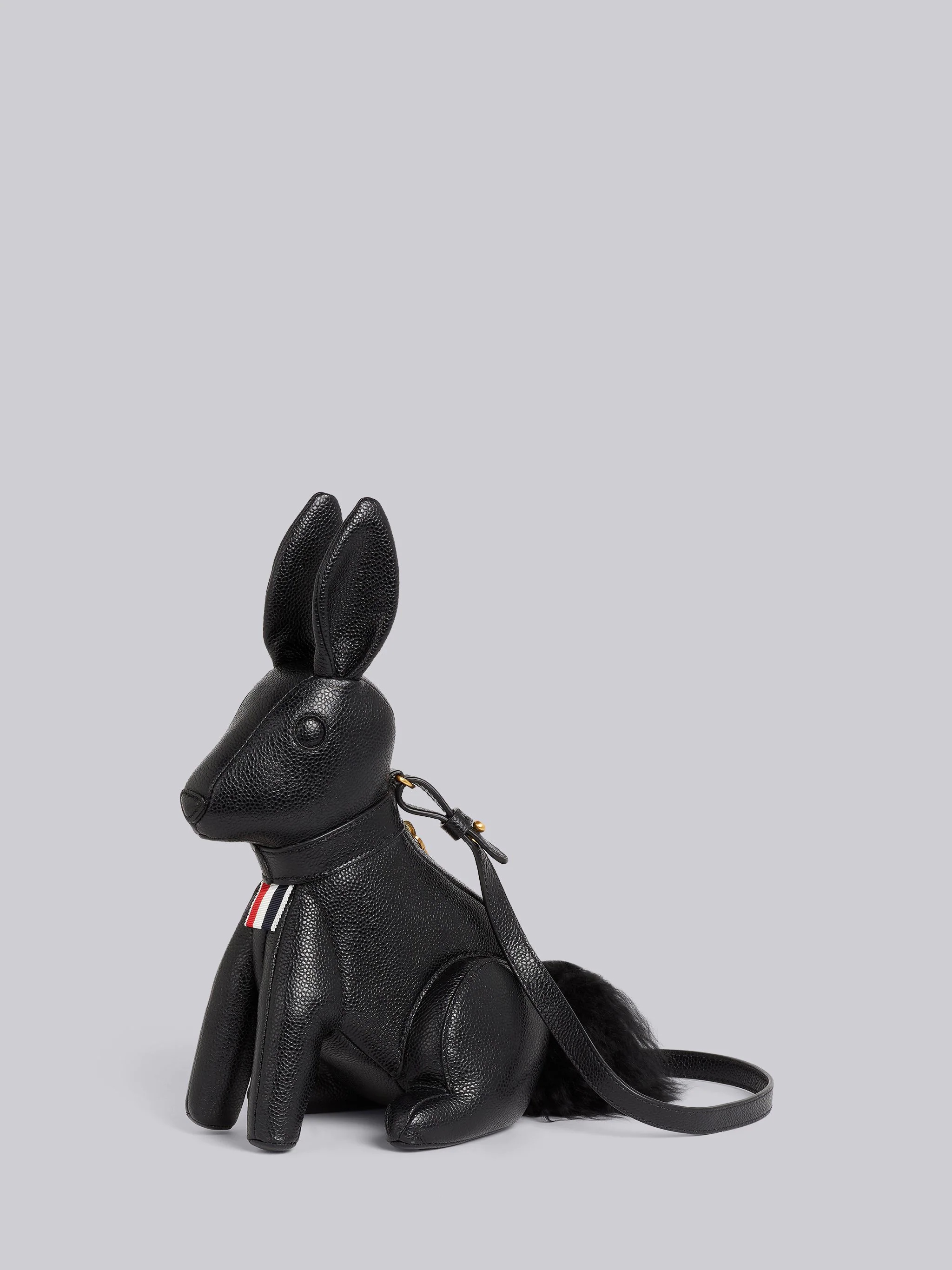 Black Pebbled Calfskin Small Leather Shoulder Strap Rabbit Bag - 3