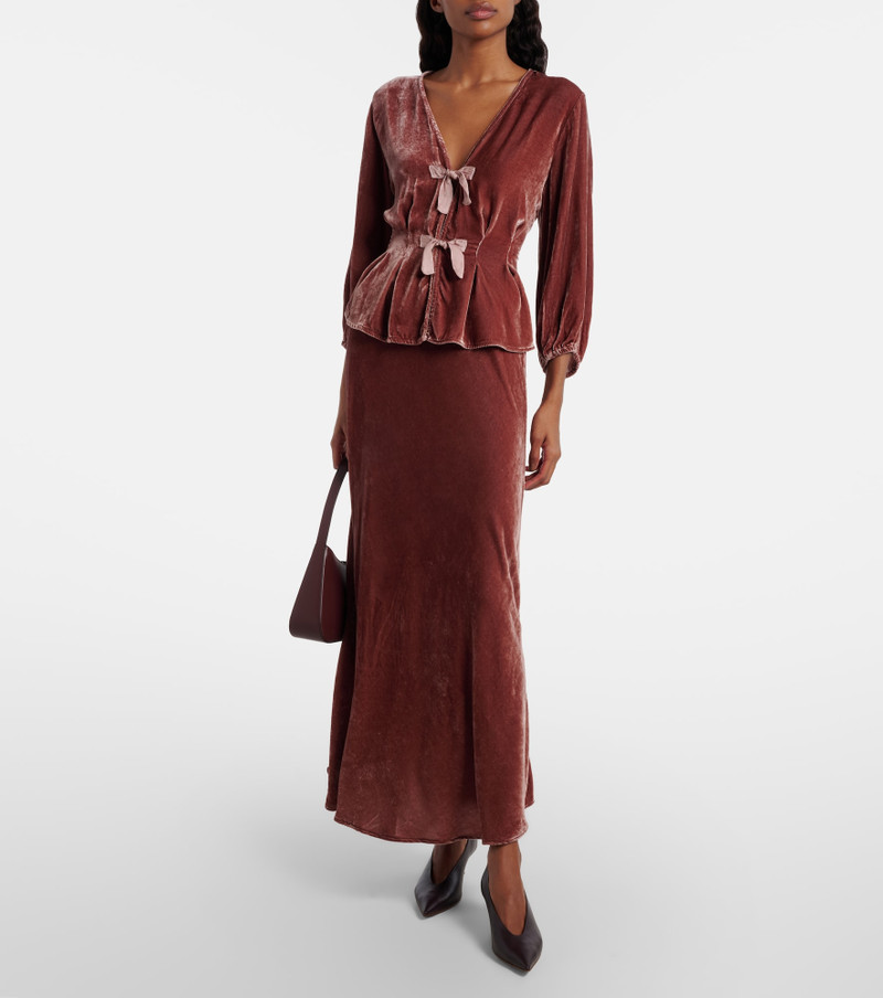 velvet Felicity velvet midi skirt outlook