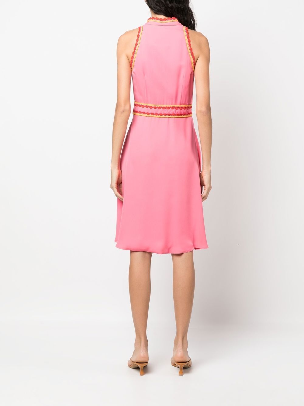 belted-waist sleeveless dress - 4
