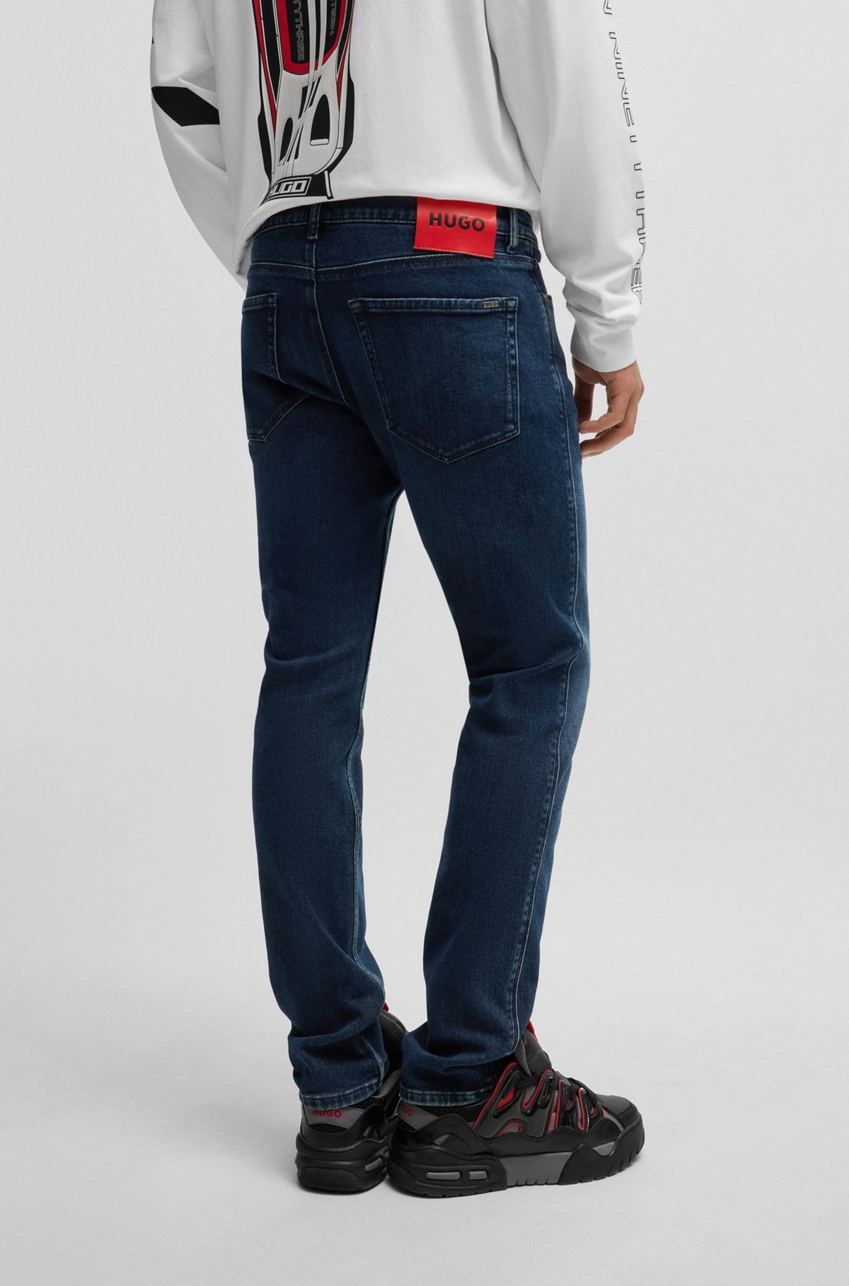 EXTRA-SLIM-FIT JEANS IN BLUE SUPER-SOFT DENIM - 4