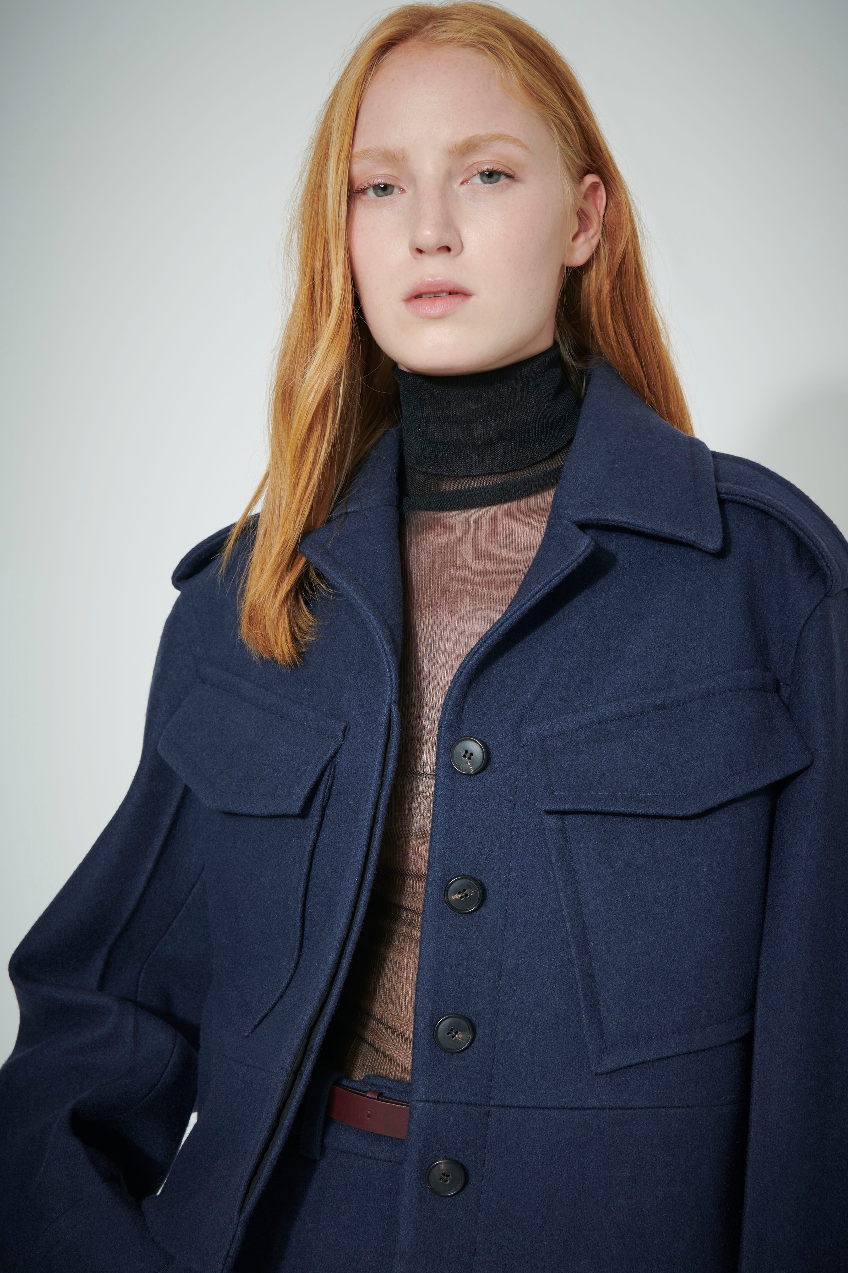 Cropped Utility Jacket in Steel Blue - 4