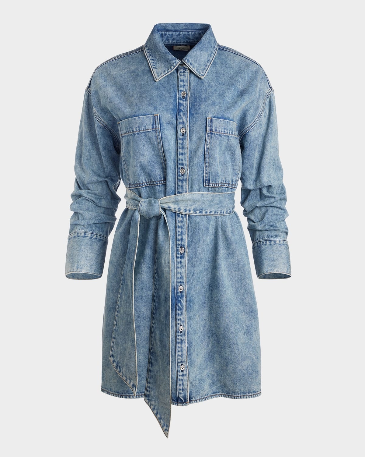 Brigita Belted Denim Mini Dress - 1