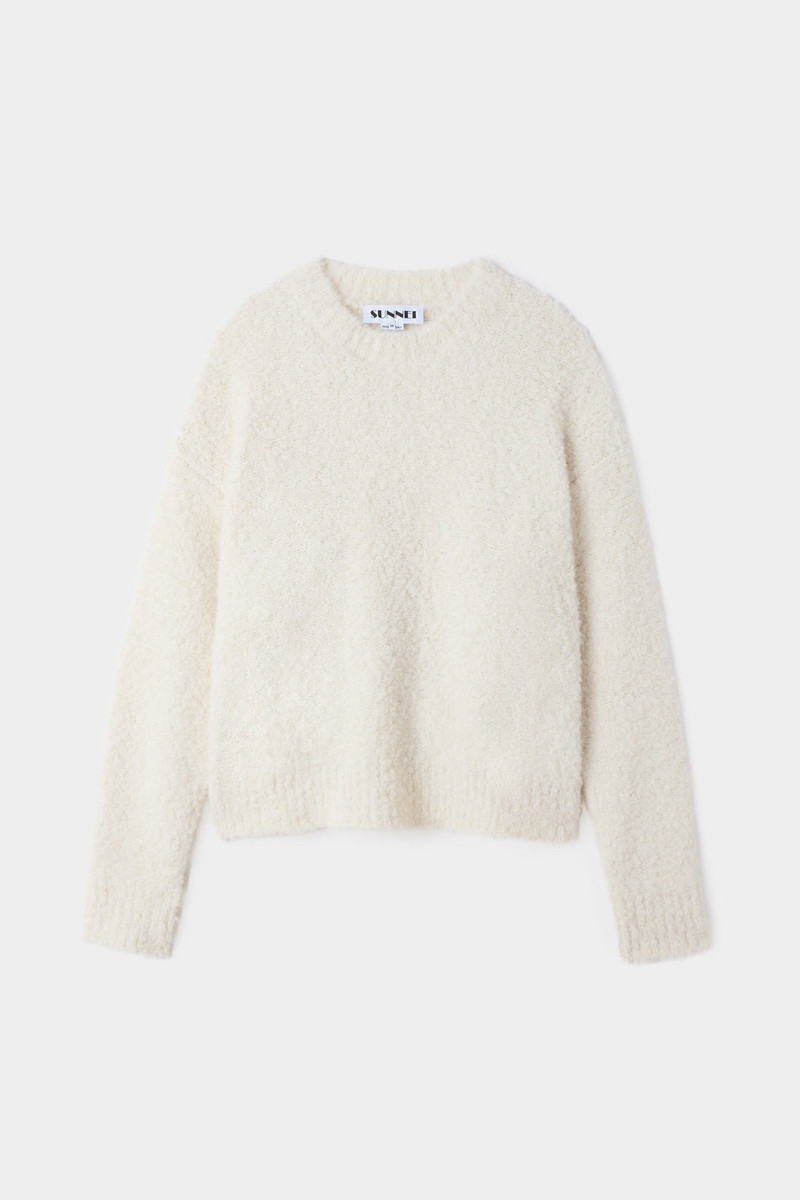 ASTRAKAN ROUND NECK SWEATER / cream 1