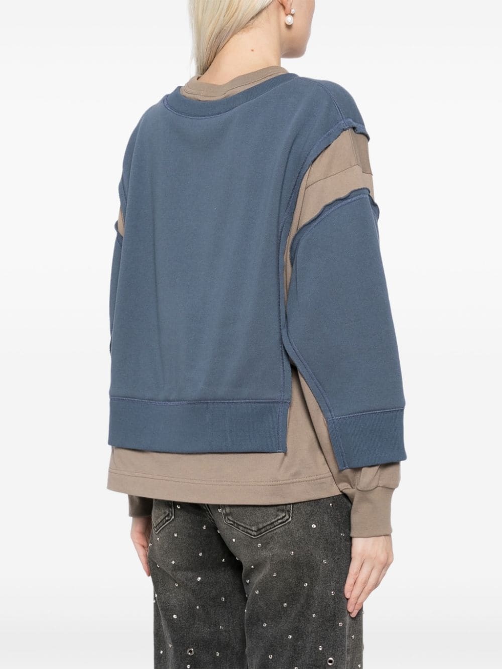contrast-panel cotton sweatshirt - 4