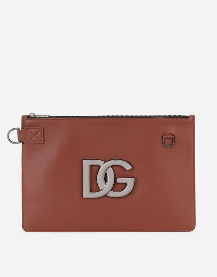 Flat calfskin toiletry bag with DG logo - 1