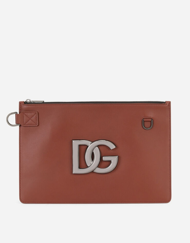 Flat calfskin toiletry bag with DG logo 1