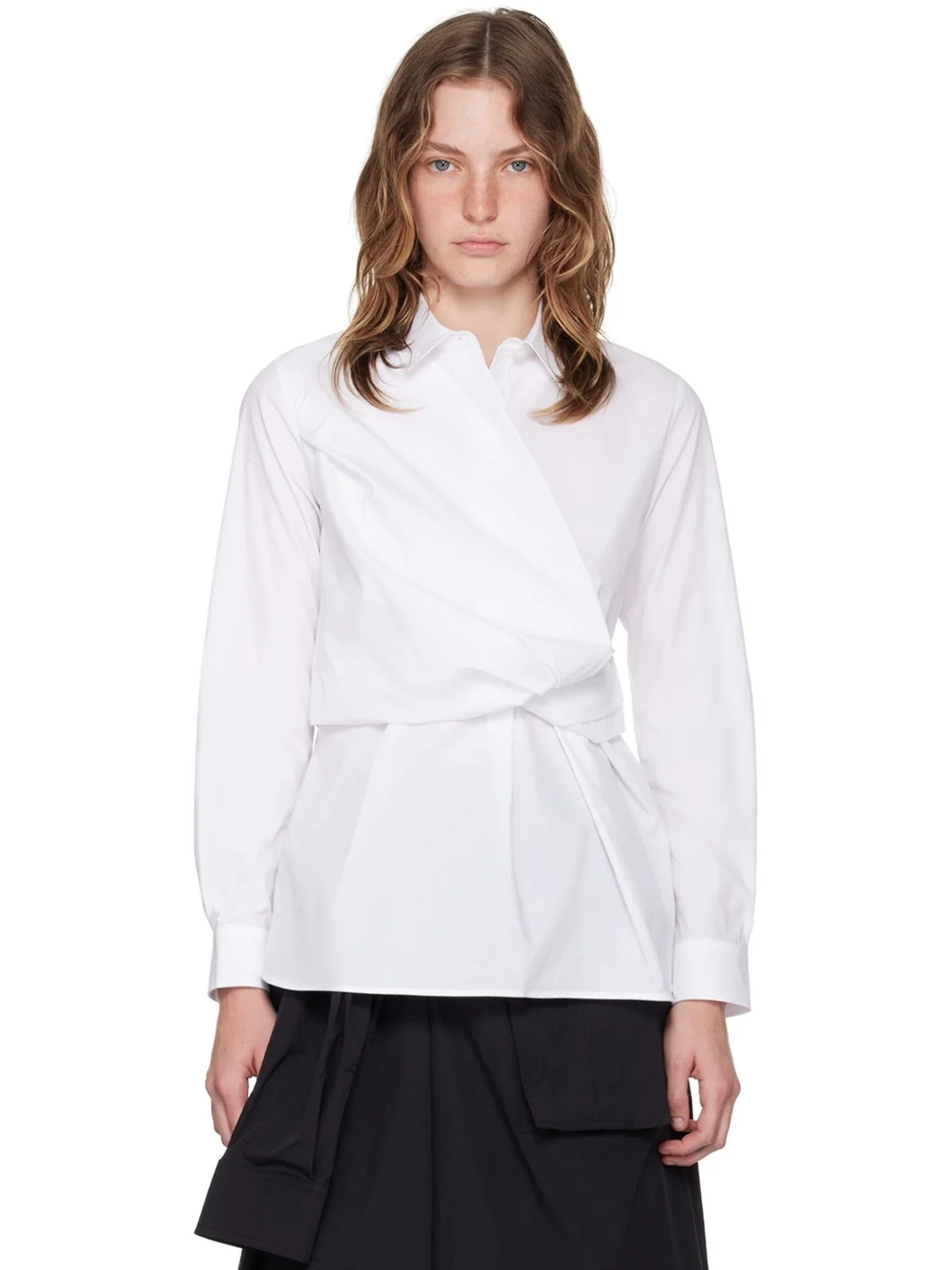 White Twisted Wrap Shirt - 1