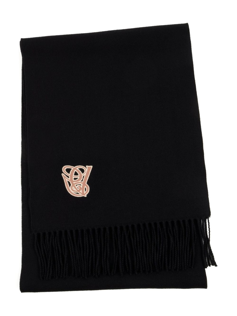 logo-patch fringed scarf - 3
