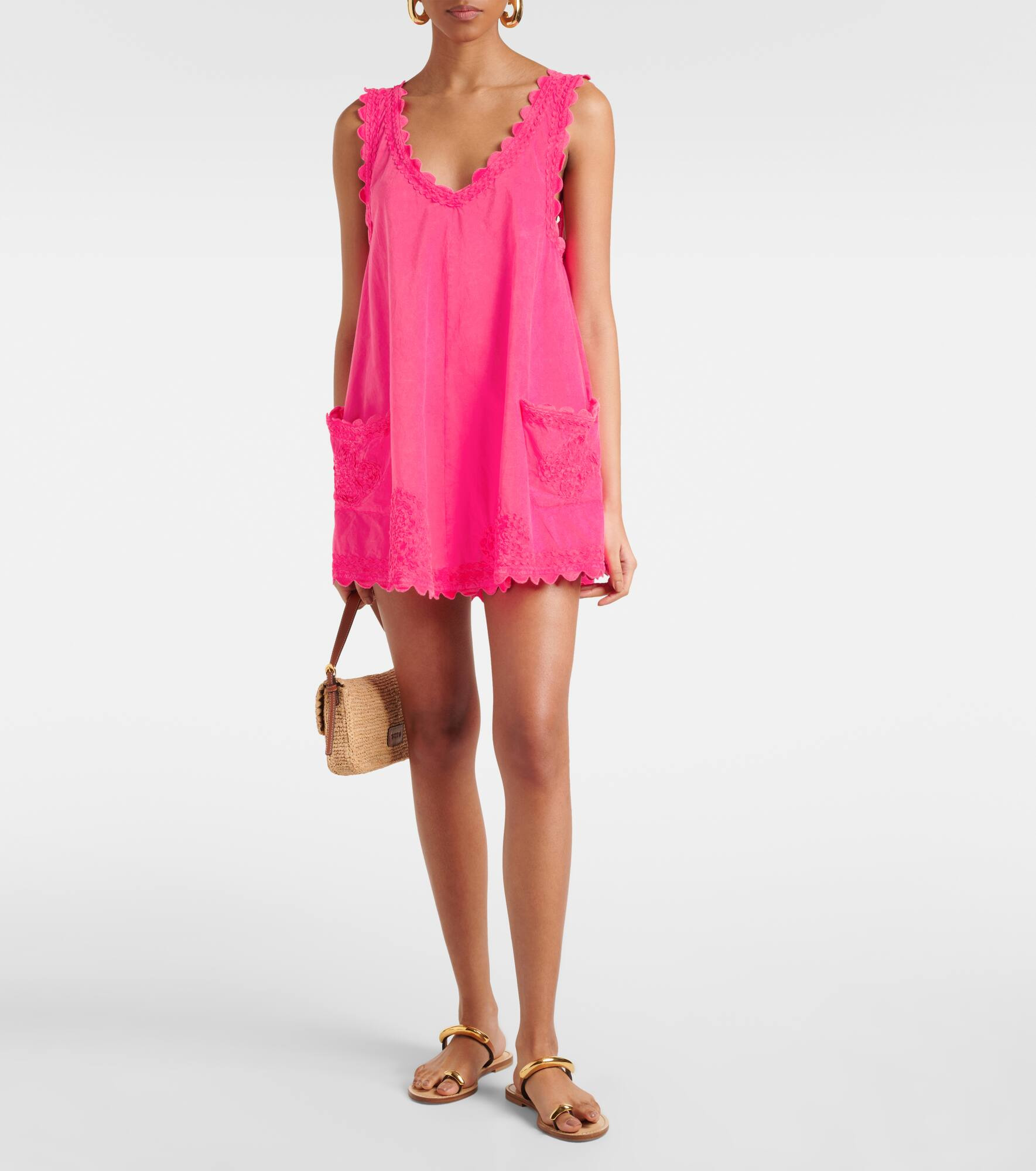 Embroidered cotton poplin minidress - 2