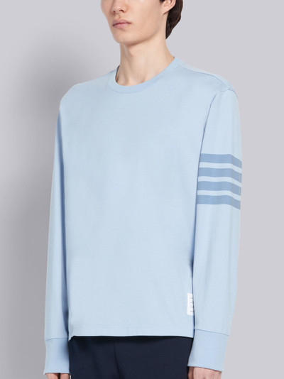 Thom Browne Light Blue Cotton Jersey Long Sleeve Tonal 4-Bar Rugby T-shirt outlook