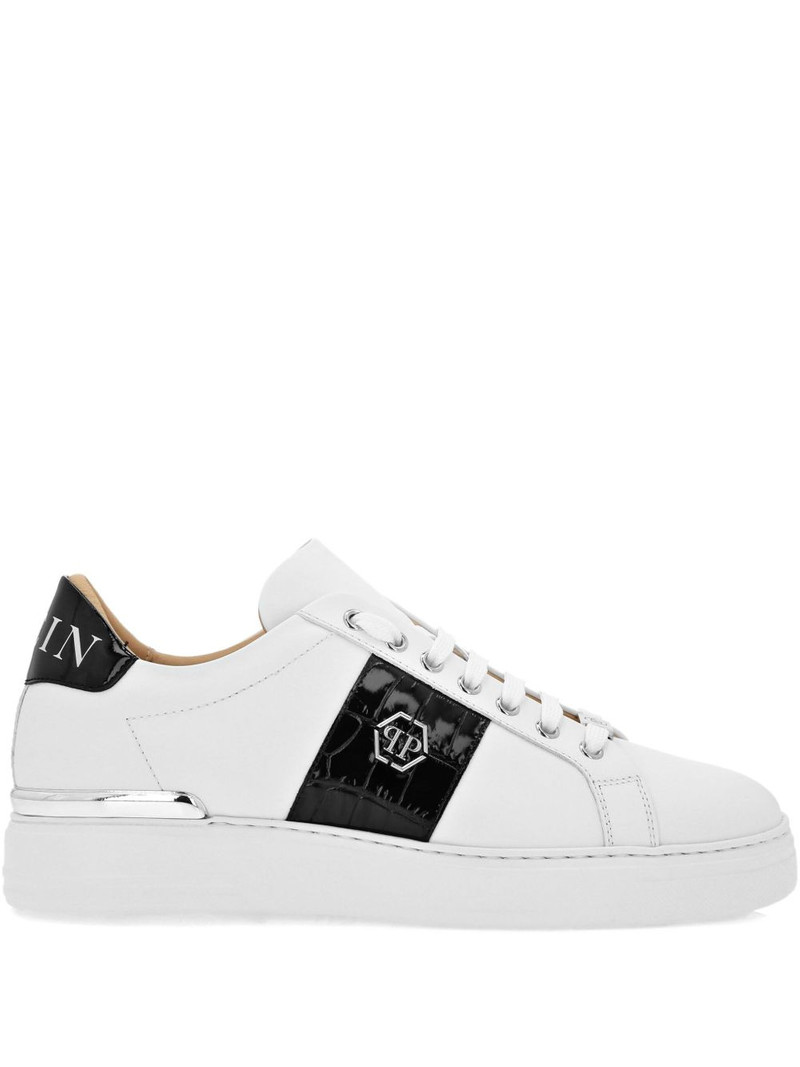 crocodile-effect panelled sneakers 1