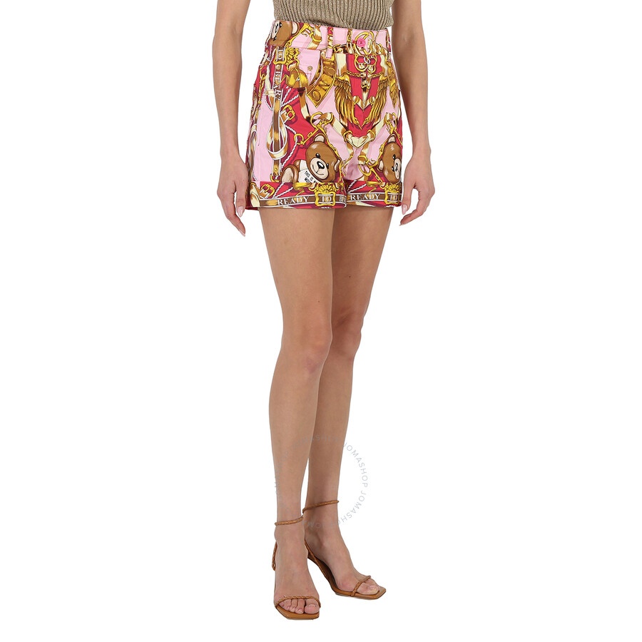Moschino Ladies Fantasia Rosa Teddy Scarf High-waisted Shorts - 5