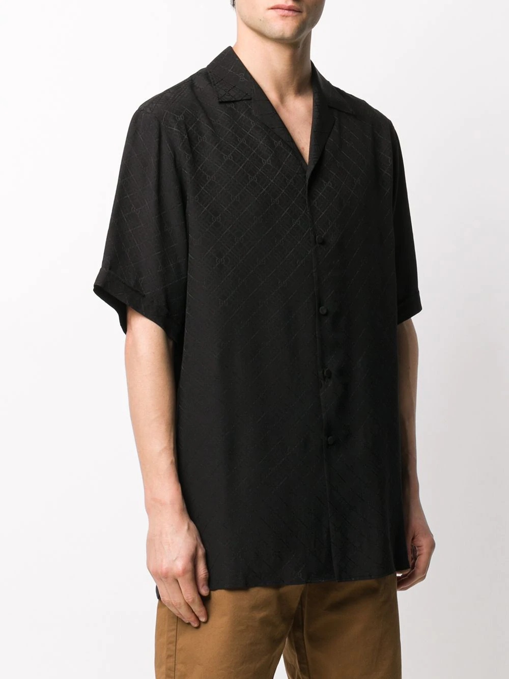 logo-jacquard silk shirt - 3