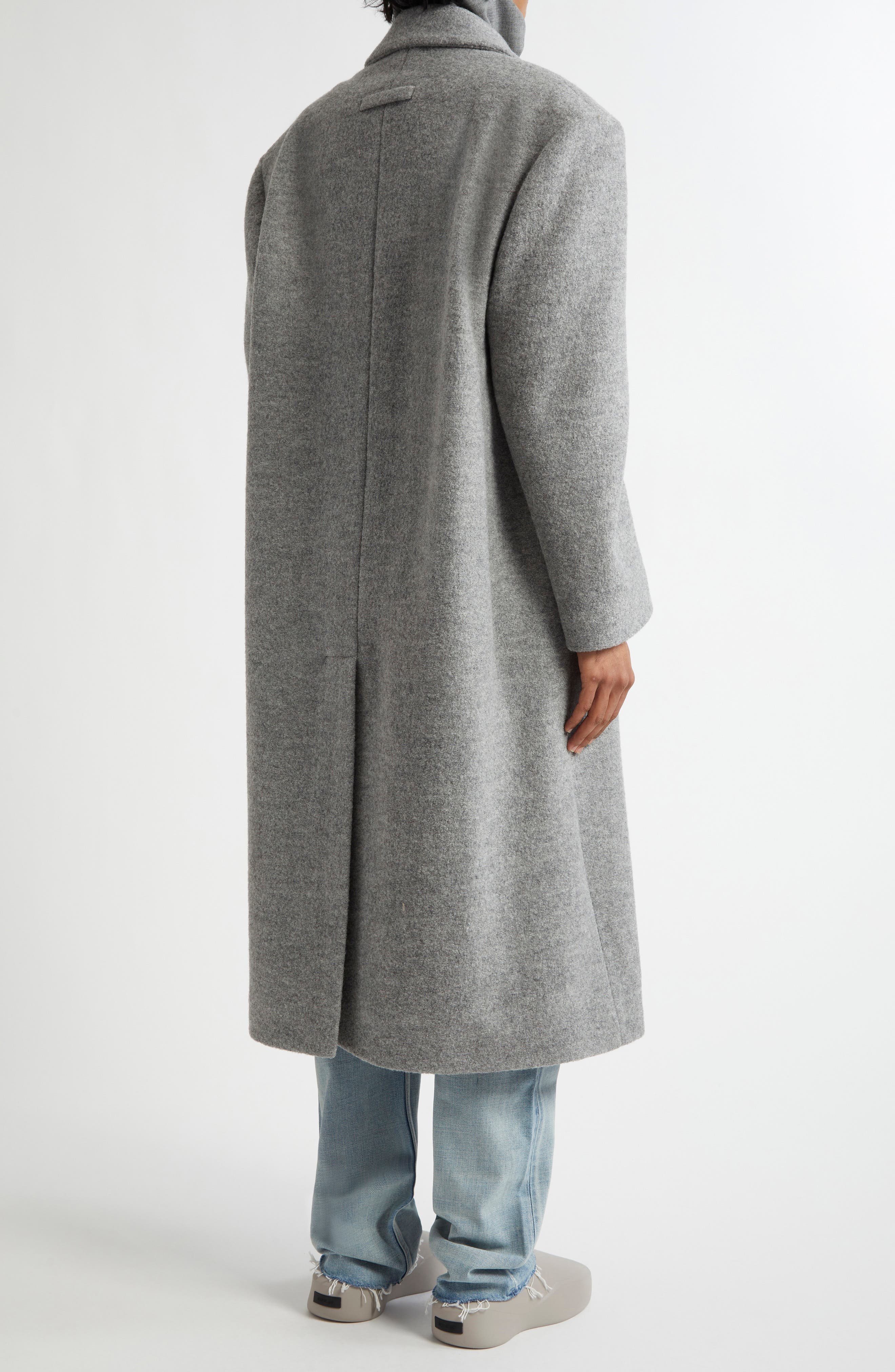 Fear of God Relaxed Boiled Virgin Wool Double Breasted Overcoat in Light Grey at Nordstrom - 3
