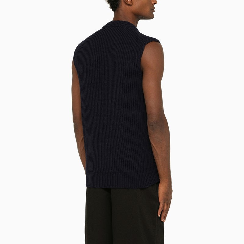 Jil Sander Navy Wool Asymmetrical Jumper Men - 3