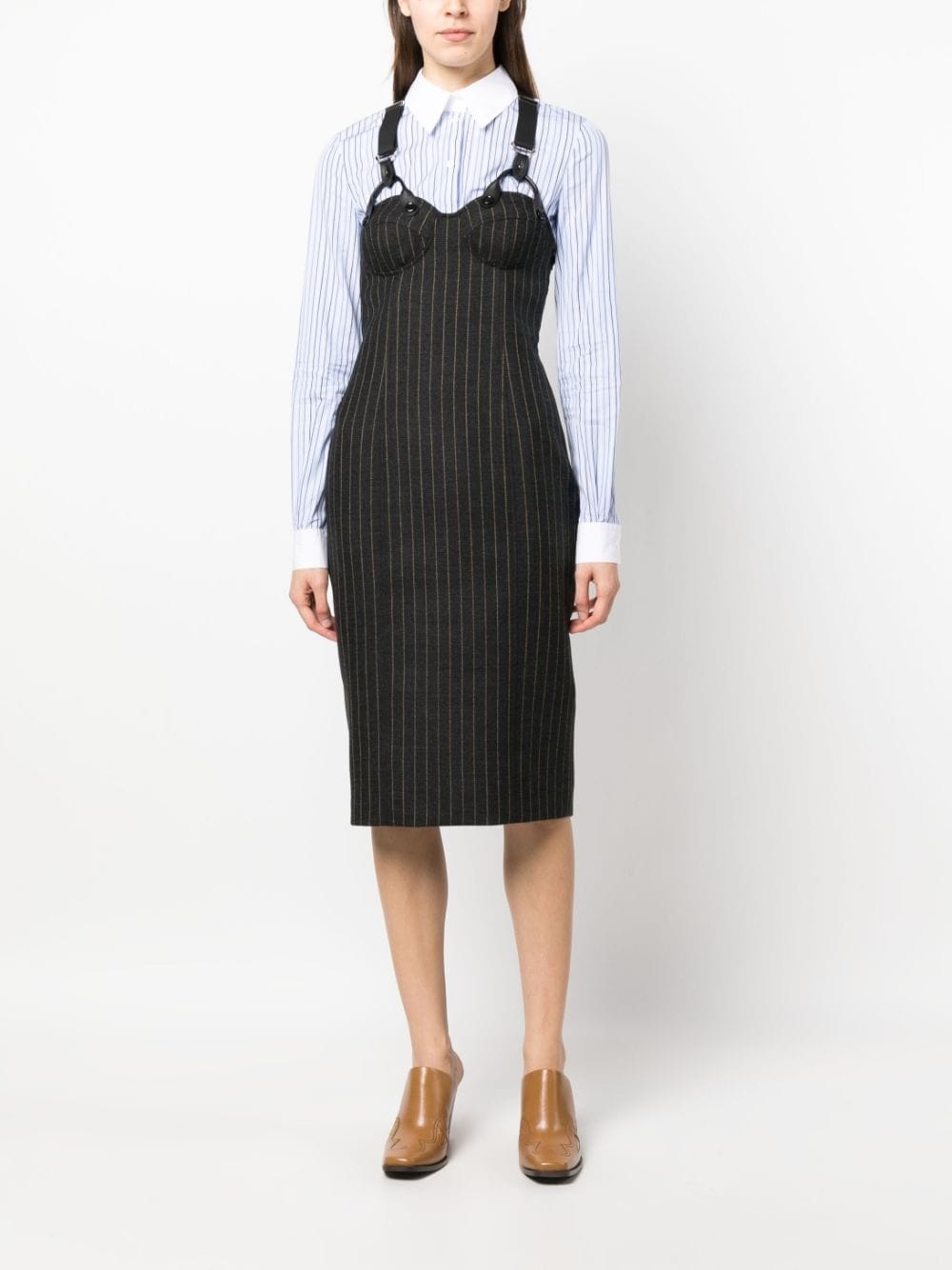 pinstripe wool midi rise - 2