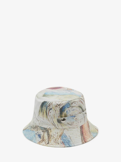 Alexander McQueen Blake Illustration Dante Bucket Hat in Ivory/sky Blue outlook