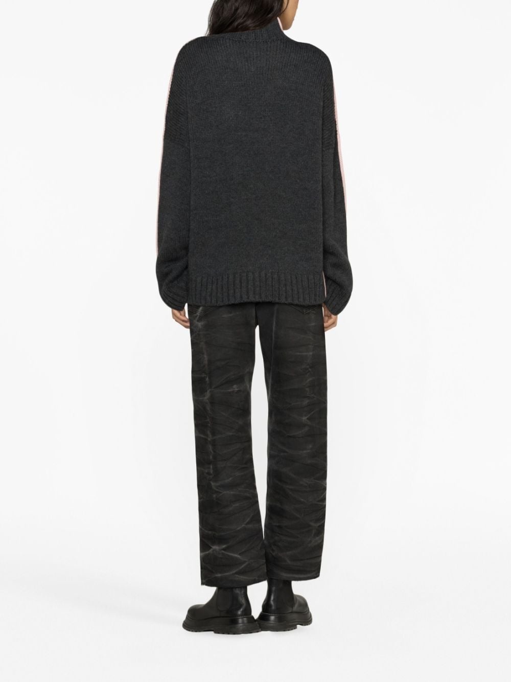 two-tone roll-neck jumper - 3