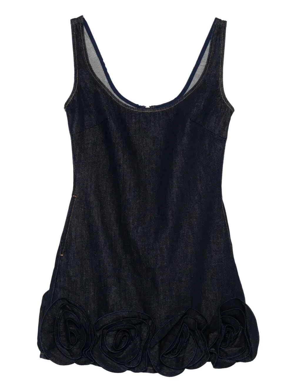 Denim 3D Flower Mini Dress - 1