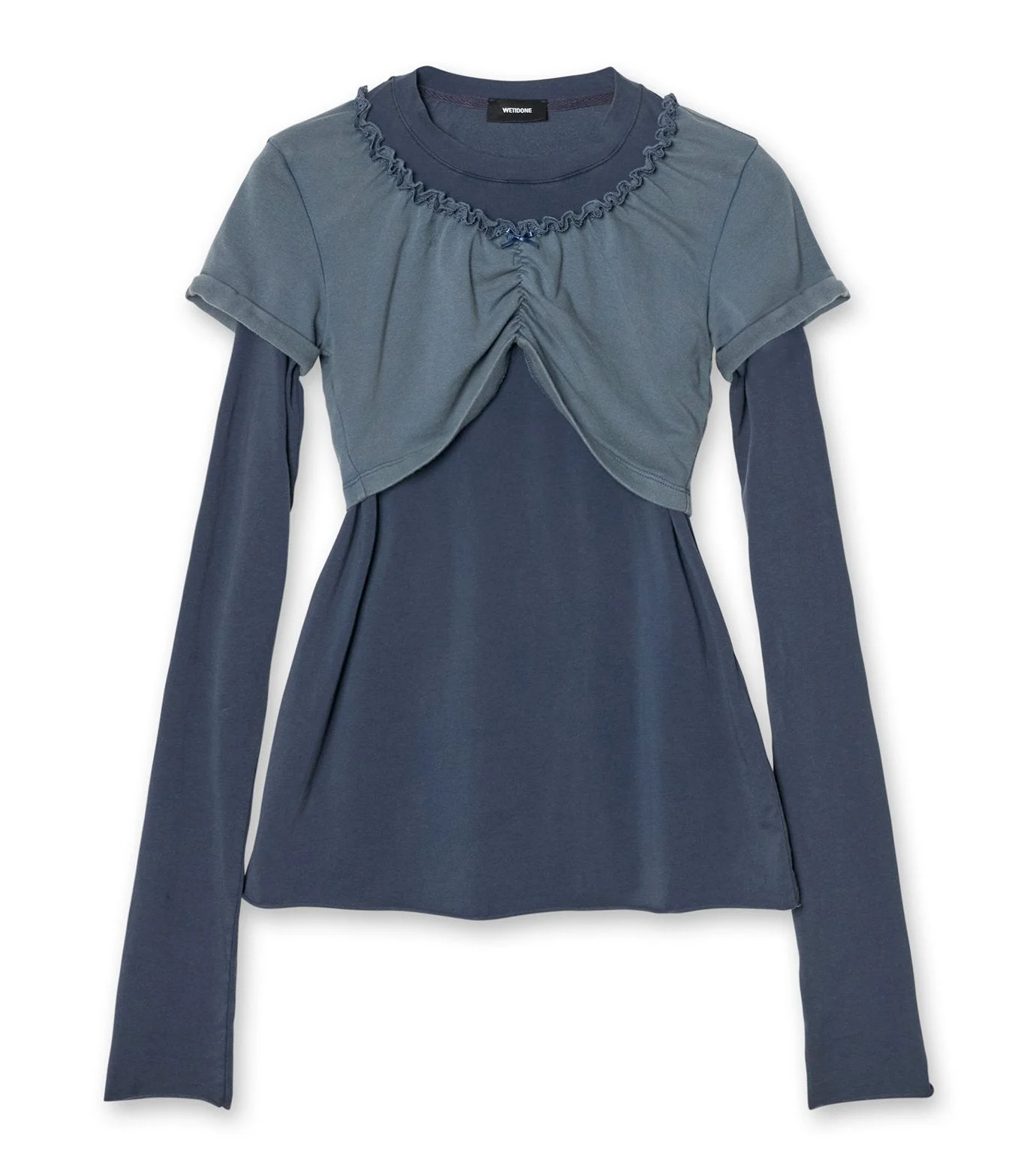 BLUE WOMENS WASHED LAYERED LOGO T-SH - 1