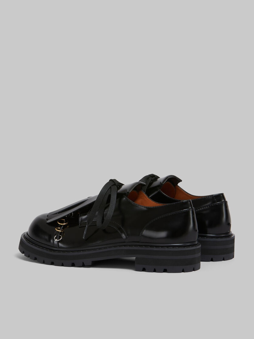 BLACK LEATHER DADA DERBY SHOE WITH MAXI FRINGE - 3