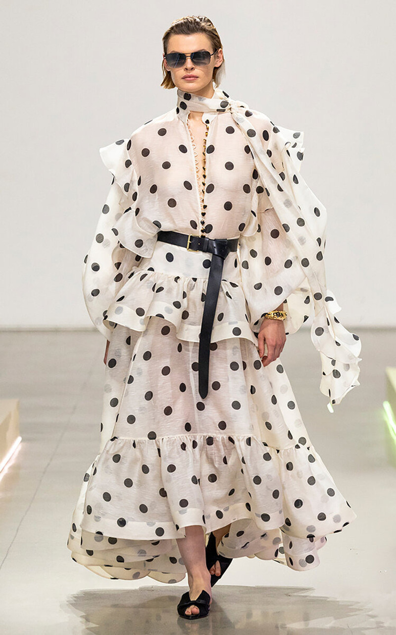 Zimmermann Crush Tiered Linen-Silk Maxi Skirt black/white outlook