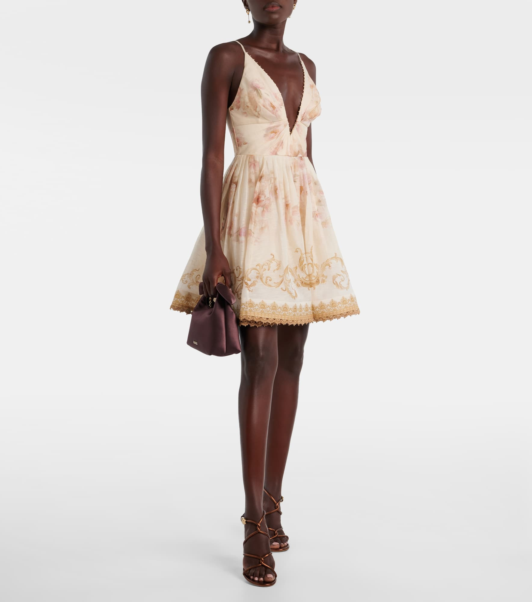 Hypnotic floral linen and silk minidress - 2