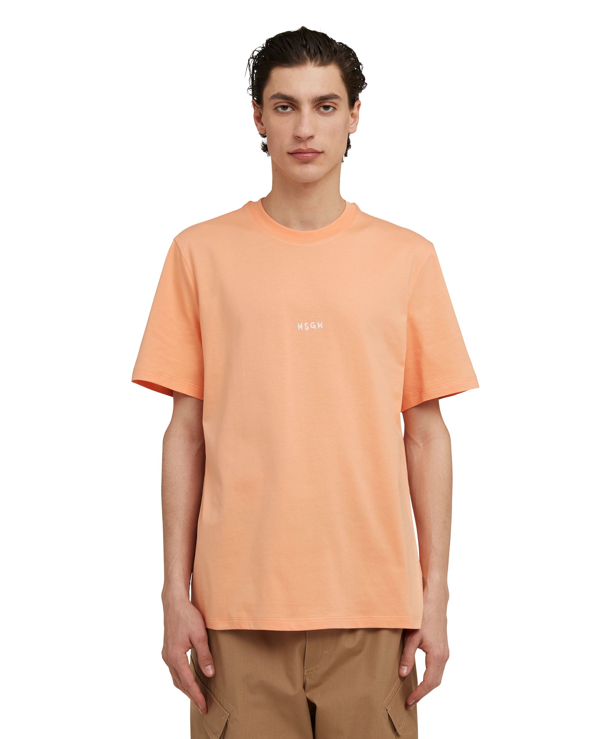 Cotton crewneck t-shirt with MSGM micro logo - 2