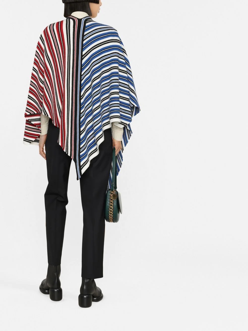 striped knitted poncho - 3