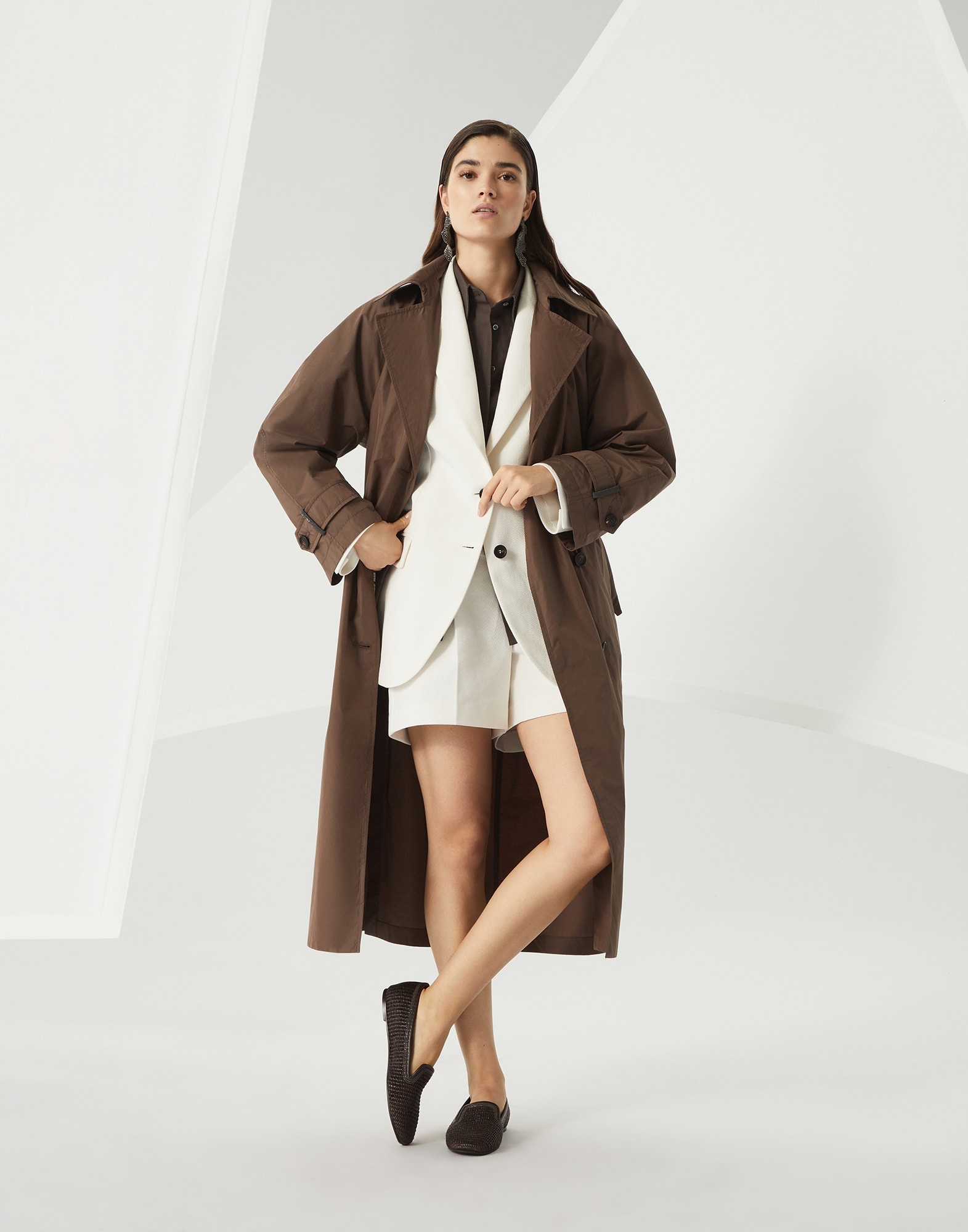 Cotton and linen cavalry blazer with monili - 5