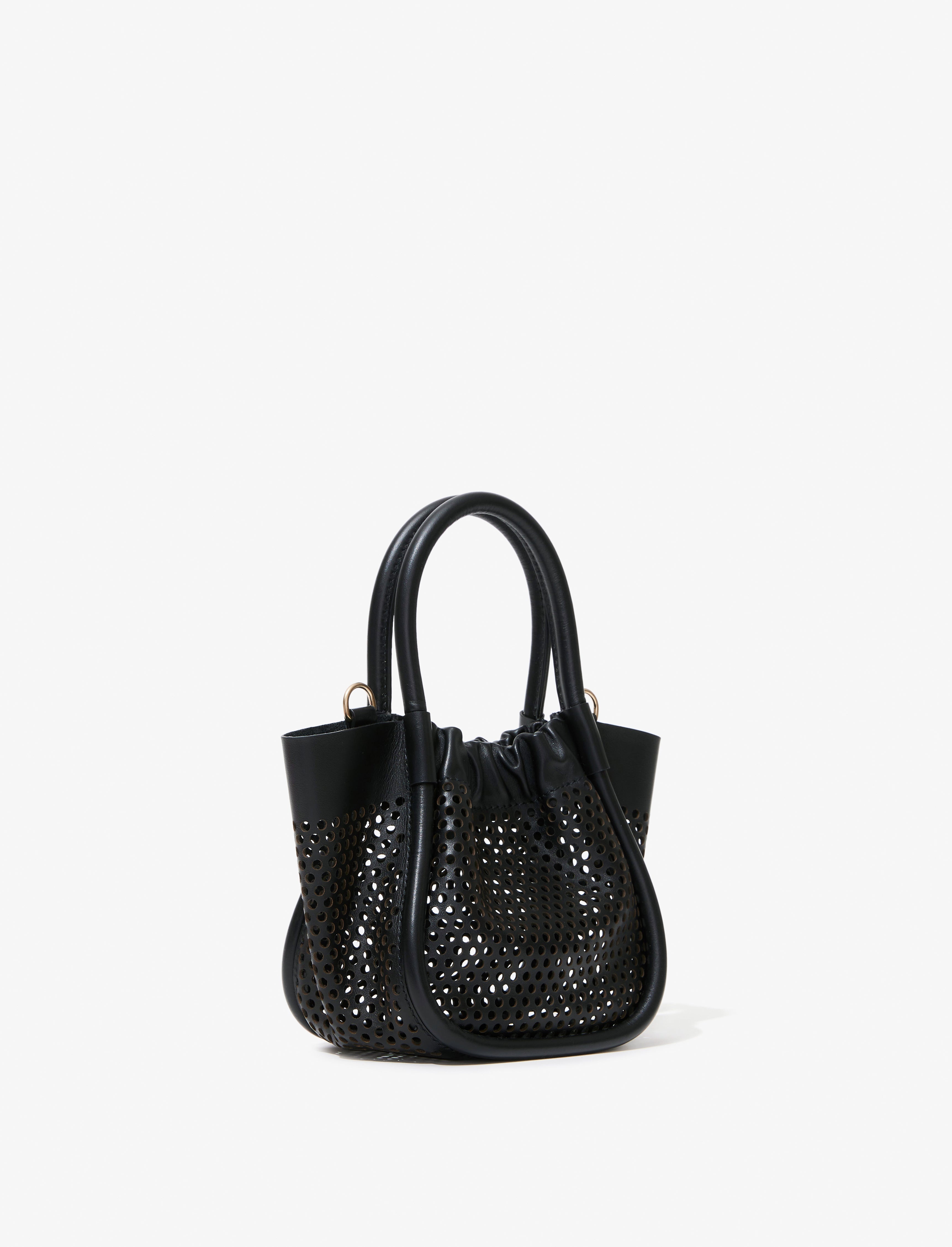 Extra Small Ruched Tote in Perforated Leather - 3