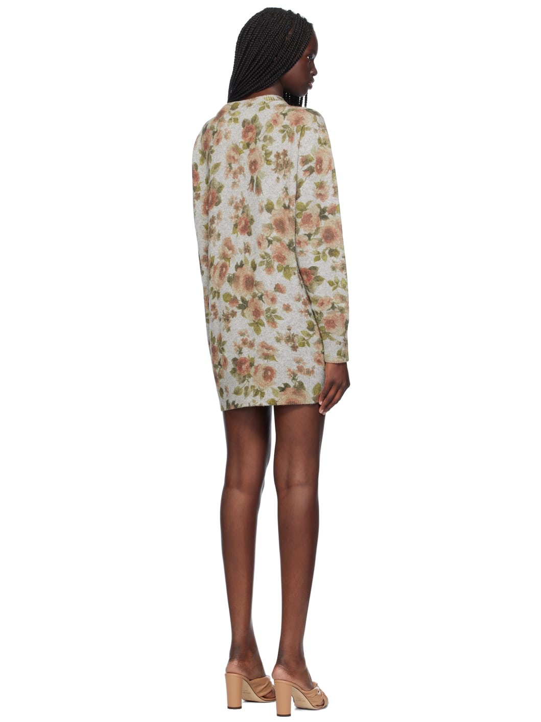 Gray & Green Floral Minidress - 3