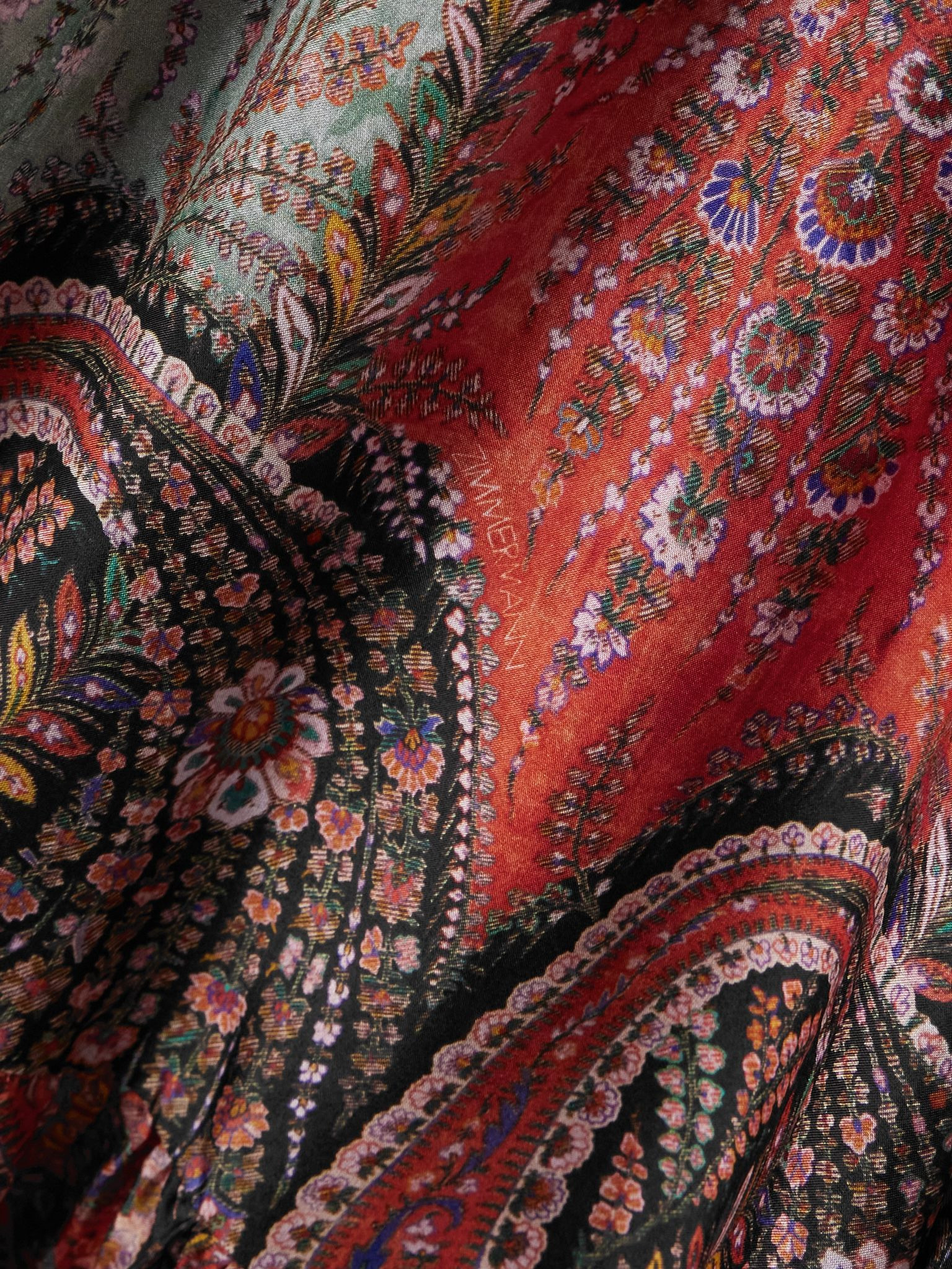 Rhiannon ruffled paisley-print organic silk blouse Black - 4