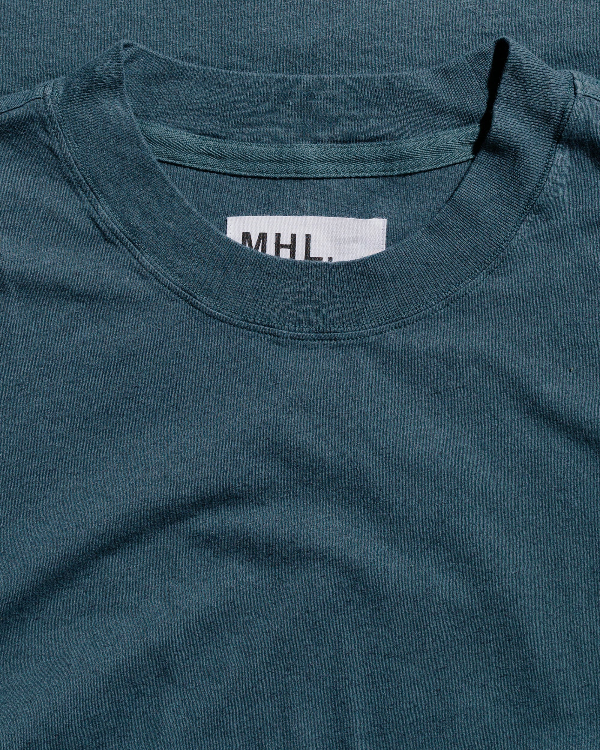 MHL Simple T-Shirt Organic Cotton Linen Jersey Mineral Blue - 5