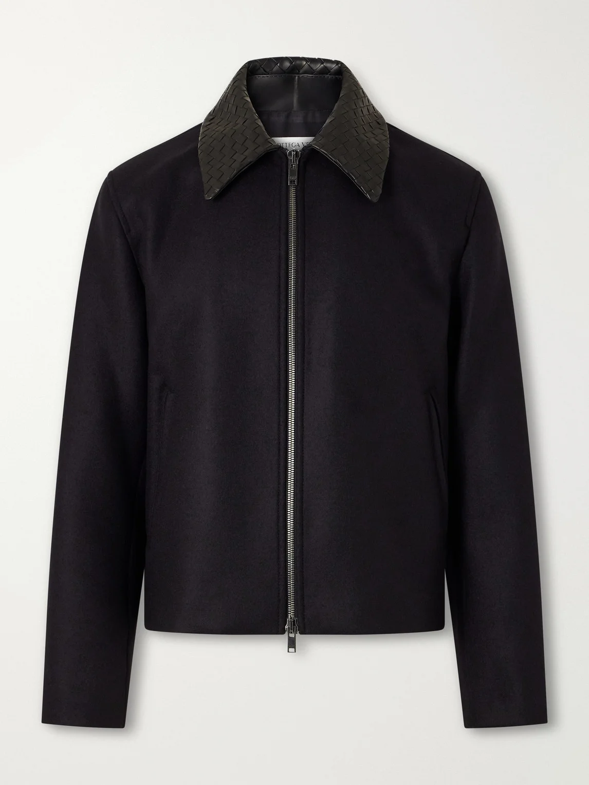 Intrecciato Leather-Trimmed Wool-Felt Jacket - 1